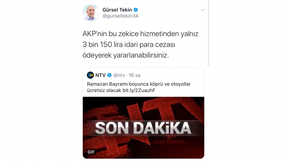 “Otoyollar ve köprüler ücretsiz” kararına sosyal medyadan tepkiler büyüyor 6